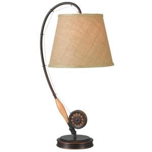 Kenroy Home Fly Rod 28 in. Oil Rubbed Bronze Finish with Wood Finish Accent Table Lamp 32193ORB