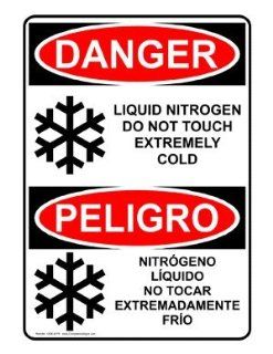 OSHA DANGER Liquid Nitrogen No Touch Cold Bilingual Sign ODB 4275  Business And Store Signs 