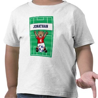 Personalized Cute Soccer Teddy Bear (red) Tees