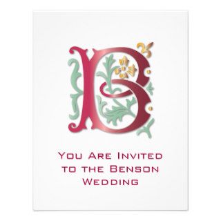 Letter B Monogram Fleur de lis Custom Invite