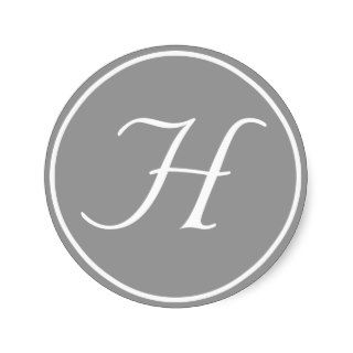 Your Letter, Custom Monogram H Initial Grey Stickers