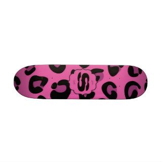 Pink Black Leopard Cheetah Mini Skateboard