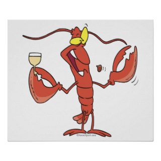 funny toasting lobster cartoon poster