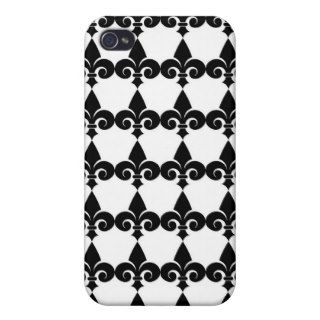 Classic Black and White Fleur De Lis iPhone 4/4S Covers
