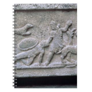 Etruscan sarcophagus in an oriental style with rel spiral notebook