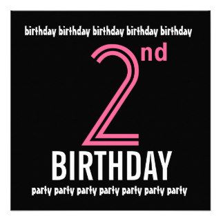 2nd Birthday Party Invitation Template Pink Black