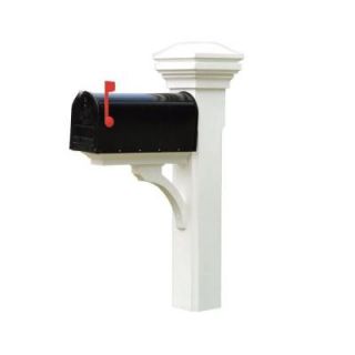 Eye Level White Mailbox Post, Brace and White Smooth Curved Cap 50 KITWWCS