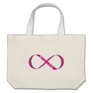 pink infinity sign and text with love tote bags