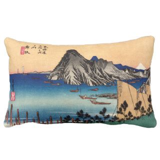 Maisaka Station ~ Vintage Japan Ukiyo e Woodcut Pillow
