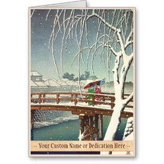 Late Snow Along Edo River Hasui Kawase winter art Greeting Card
