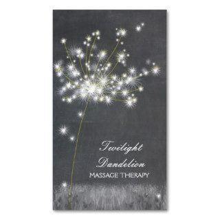 Grayscale Dandelion Massage Therapy Business Cards