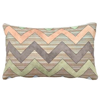 Retro Turquoise Coral brown Chevron Trendy Stripes Pillow