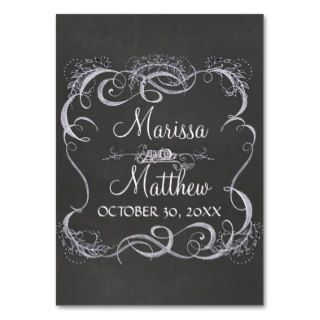Chalkboard Typographic Leaf Swirl Rustic Wedding Business Card Templates