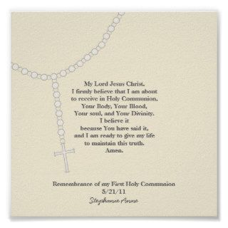 My First Rosary, First Holy Communion Prayer Print