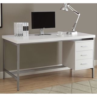 White and Silver Metal 60 inch Office Desk Desks