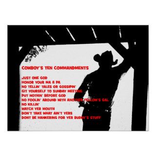 Cowboy's Ten Commandments Print