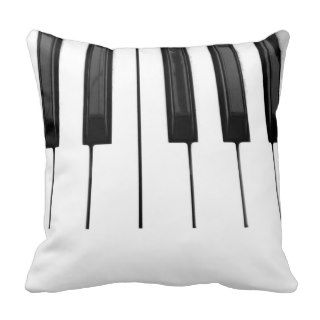 Black n White Piano Keyboard Key Picture Image Throw Pillow