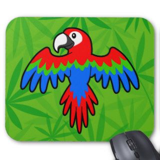 Cartoon Parrot (green wing macaw) Mouse Pad