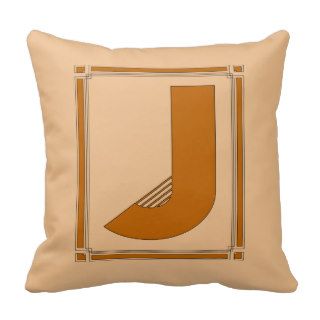 Straight lines art deco with monogram, letter J Pillow