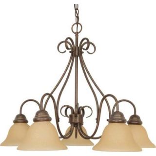 Glomar Castillo 5 Light Sonoma Bronze Chandelier with Champagne Linen Washed Glass Shade HD 1024
