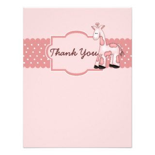 Pink Giraffe Baby Shower Thank You Card