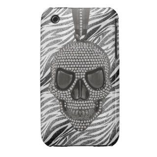 Gothic Skull Diamonds & Zebra Print Case Mate iPhone 3 Case