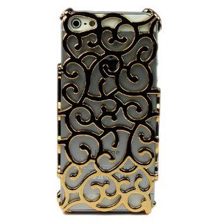 Wall  Hollow Out Design Flower Chrome Plated Case Cover for Apple Iphone 5 5g Gold Cell Phones & Accessories