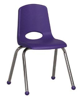 Ecr4kids Molded Seat Vented Back Steel Legs Kids Room Innovative 16 " School Resin Stack Chair   Purple  Childrens Furniture  