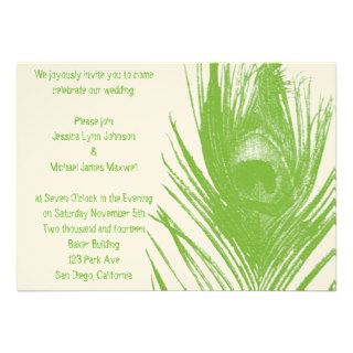 Lime Green Peacock Feather Wedding Invitation