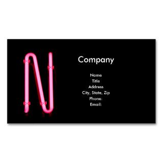 Letter "N" Neon Light Monogram Business Card Template