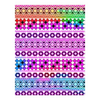 Andes Abstract Aztec Pattern Neon Teal Purple Full Color Flyer