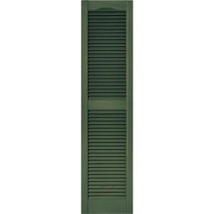 Builders Edge 15 in. x 60 in. Louvered Shutters Pair in #283 Moss 010140060283