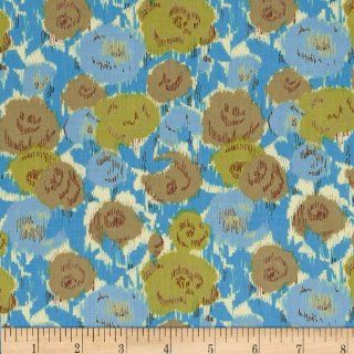 Love Grows Ikat Floral Blue/Olive Fabric