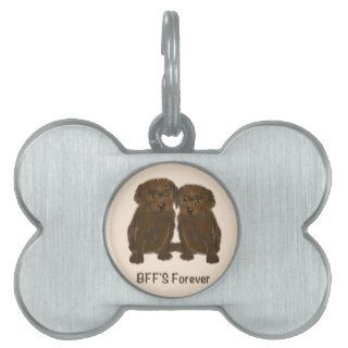 BFF's forever, Cute brown labrador puppies cartoon Pet Tags