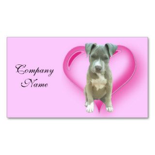 Valentines Pitbull puppy Business Card Template