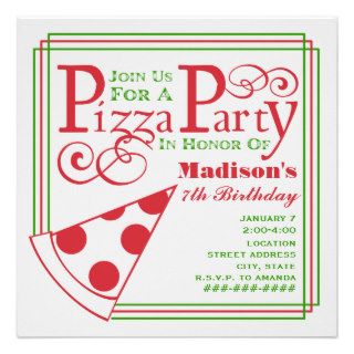 Pizza Party Birthday Custom Invite