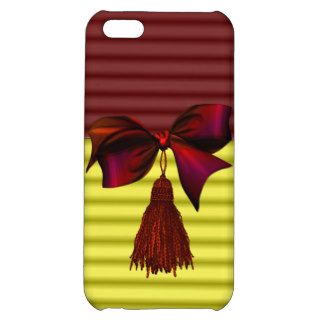 Faux Cranberry & Yellow Bow & Tassle Iphone Case iPhone 5C Cases