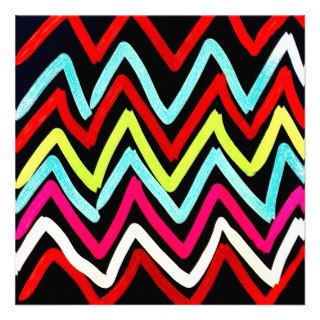 Fun Colorful Painted Chevron Tribal ZigZag Striped Custom Announcements