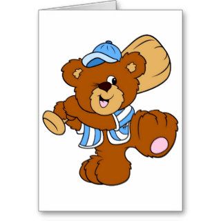 Baseball Teddy Bear Greeting Cards