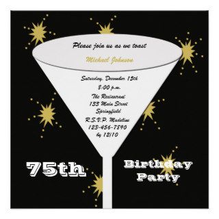 75th BIrthday Party Invitation    Gold 75th Toast