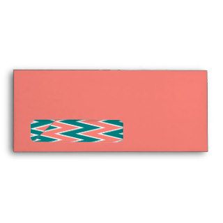 Coral Pink and Teal Zigzag Pattern Envelope