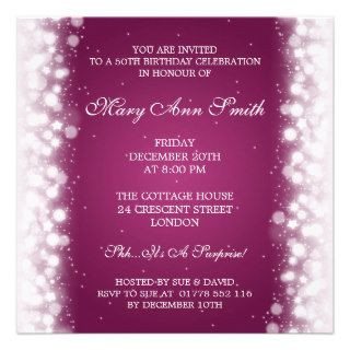 Elegant 50th Birthday Party Magic Sparkle Pink Custom Invitation