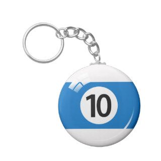 Number ten pool ball keychain