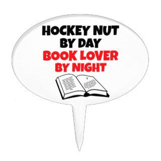 Hockey Nut Book Lover Cake Topper