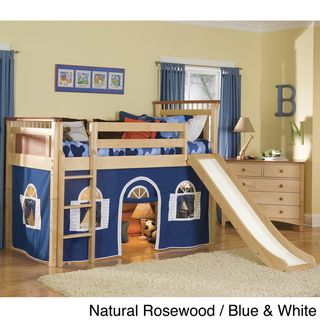 'Bennington' Low loft Twin Bed with Bottom Curtain and Slide Kids' Beds