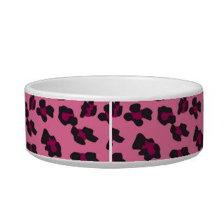 Pink Leopard Print Cat Bowl