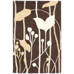 Handmade New Zealand Wool Gardens Dark Brown Rug (2' x 3') Safavieh Accent Rugs