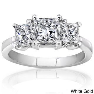 Annello 14k Gold 2ct TDW Three Stone Diamond Engagement Ring (H I,SI1  SI2) Annello Engagement Rings