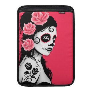 Day of the Dead Sugar Skull Girl   pink Sleeves For MacBook Air