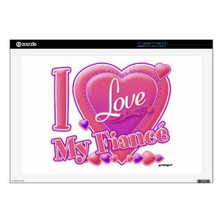 I Love My Fiancé pink/purple   heart Skin For 17" Laptop